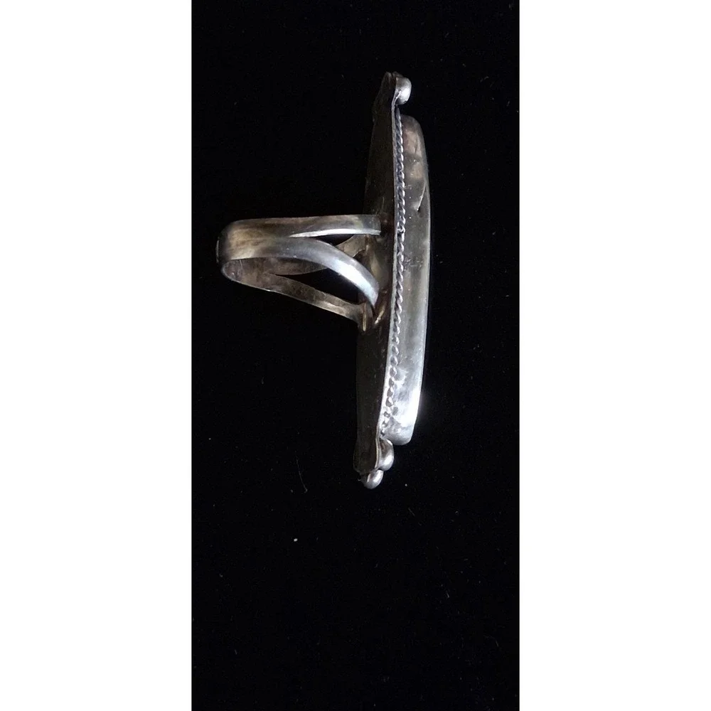 Vintage Navajo Handcrafted Statement Onyx Ring size 6.5 sterling silver women's